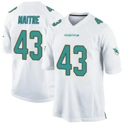Youth Jason Maitre Miami Dolphins No.43 Game Jersey - White