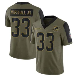 Youth Jason Marshall Jr. Miami Dolphins No.33 Limited 2021 Salute To Service Jersey - Olive
