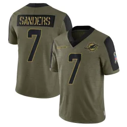 Youth Jason Sanders Miami Dolphins No.7 Limited 2021 Salute To Service Jersey - Olive