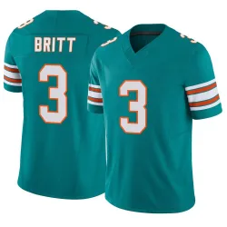 Youth K.J. Britt Miami Dolphins No.3 Limited Alternate Vapor F.U.S.E. Jersey - Aqua