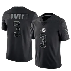 Youth K.J. Britt Miami Dolphins No.3 Limited Reflective Jersey - Black
