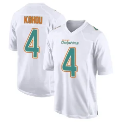 Youth Kader Kohou Miami Dolphins No.4 Game Fashion Jersey - White