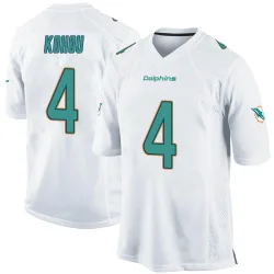 Youth Kader Kohou Miami Dolphins No.4 Game Jersey - White