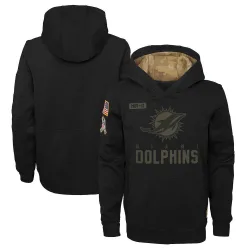 Youth Miami Dolphins No. 2020 Salute to Service Pullover Performance Hoodie - Black