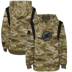 Youth Miami Dolphins No. 2021 Salute to Service Therma Performance Pullover Hoodie - Olive