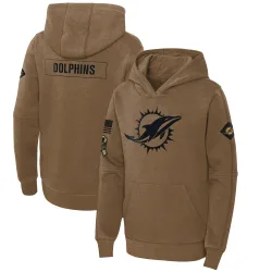 Youth Miami Dolphins No. 2023 Salute to Service Club Fleece Pullover Hoodie - Brown