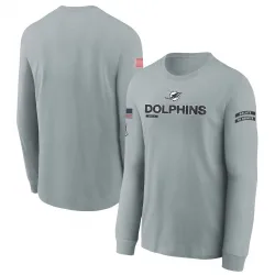 Youth Miami Dolphins No. 2024 Salute To Service Long Sleeve T-Shirt - Gray