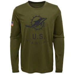 Youth Miami Dolphins No. Legend 2018 Salute to Service Performance Long Sleeve T-Shirt - Olive