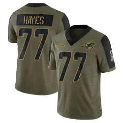 Youth Ryan Hayes Miami Dolphins No.77 Limited 2021 Salute To Service Jersey - Olive