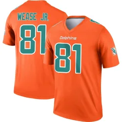 Youth Theo Wease Jr. Miami Dolphins No.81 Legend Inverted Jersey - Orange
