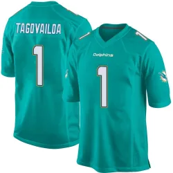 Youth Tua Tagovailoa Miami Dolphins No.1 Game Team Color Jersey - Aqua